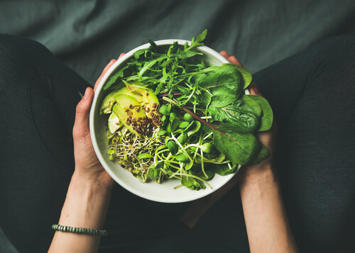 bowl of vegan food salad