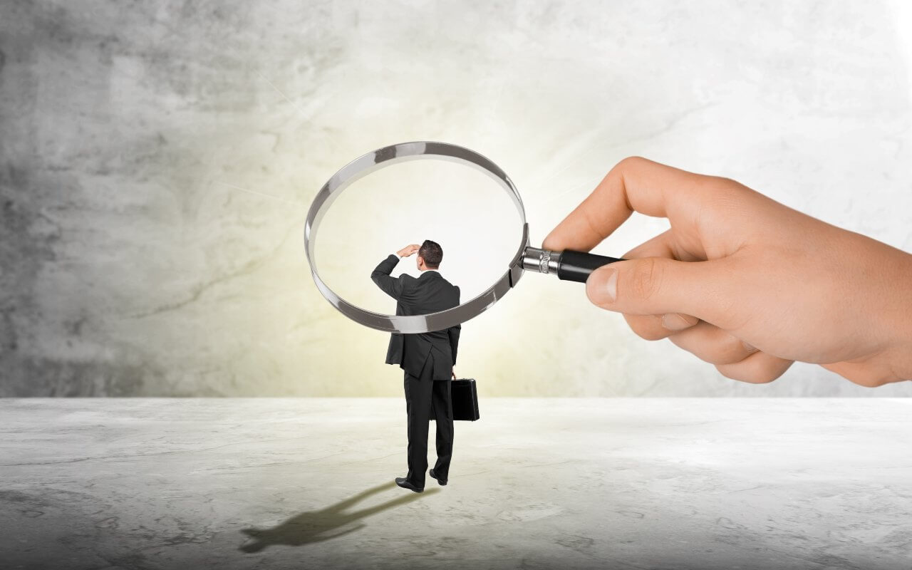 Employer investigation magnifying glass