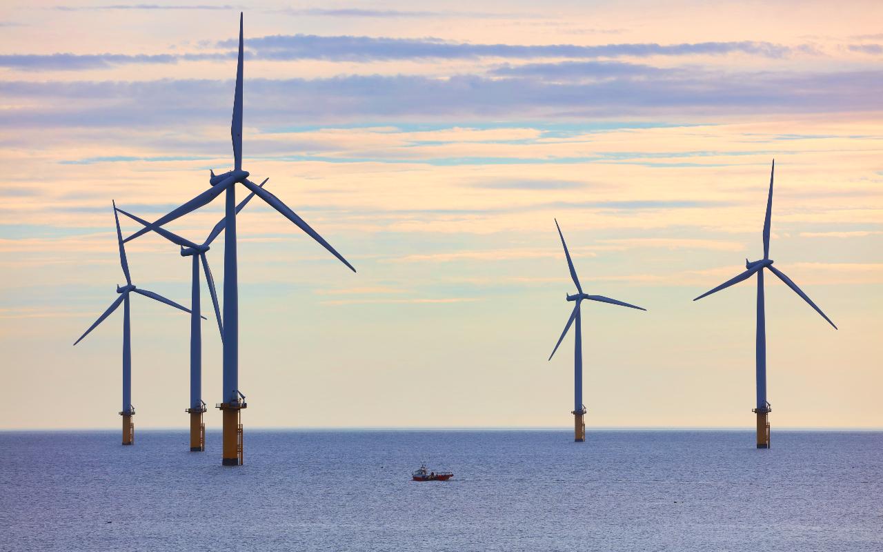 Offshore windfarm with fishing boat